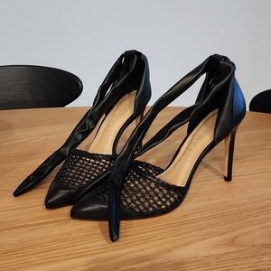 Anthropologie Black Mesh Heels